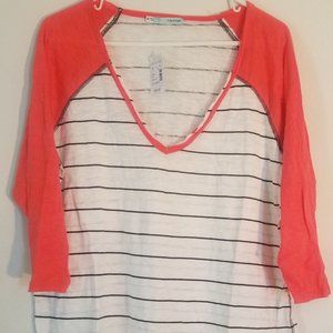 Maurices Baseball Style Stripped VNeck